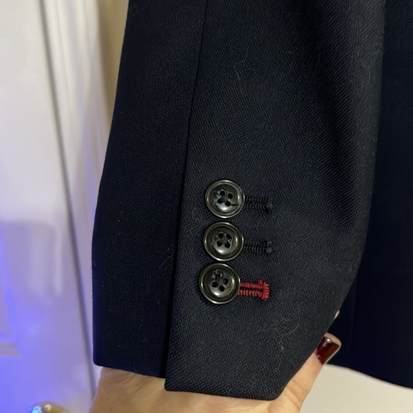 TOMMY HILFIGER Mens Navy Blue Single Breasted 2 Button Sport Coat, 42 Large,EUC. - Picture 7 of 11